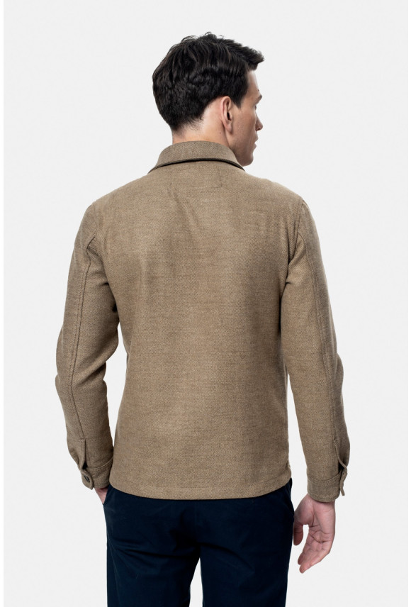 KOSZULA OVERSHIRT 3279 DŁUGI RĘKAW CUSTOM FIT BEŻOWA Z WISKOZĄ