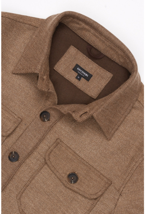 KOSZULA OVERSHIRT 3279 DŁUGI RĘKAW CUSTOM FIT BEŻOWA Z WISKOZĄ