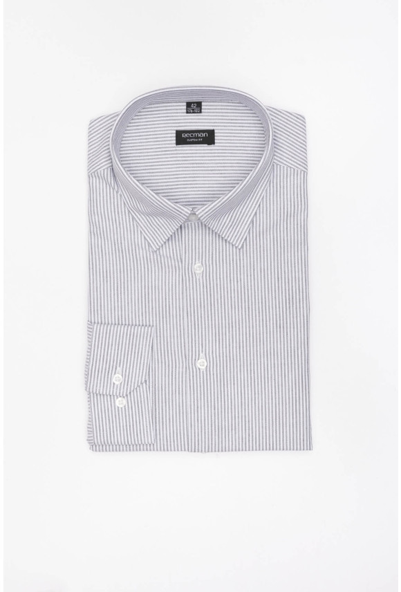 KOSZULA COFINO 3282D DŁUGI RĘKAW CUSTOM FIT SZARA Z BAWEŁNY