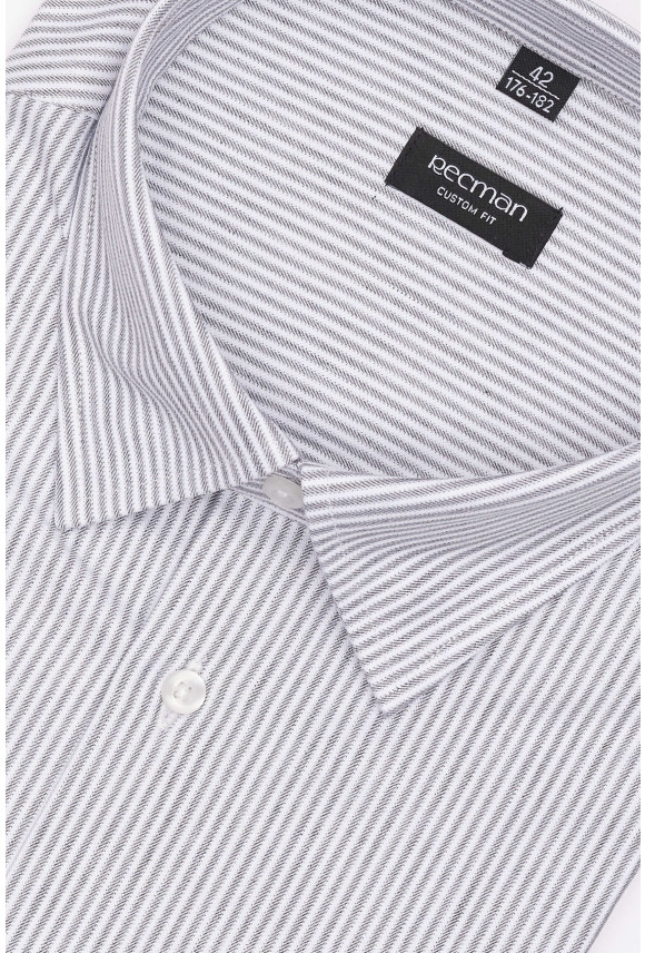 KOSZULA COFINO 3282D DŁUGI RĘKAW CUSTOM FIT SZARA Z BAWEŁNY