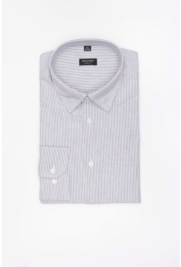 KOSZULA COFINO 3282D DŁUGI RĘKAW CUSTOM FIT SZARA Z BAWEŁNY