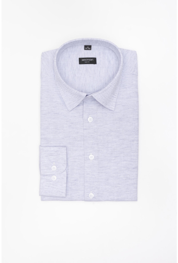 KOSZULA FORMENTO 3285D DŁUGI RĘKAW SLIM FIT BŁĘKITNA Z LNEM