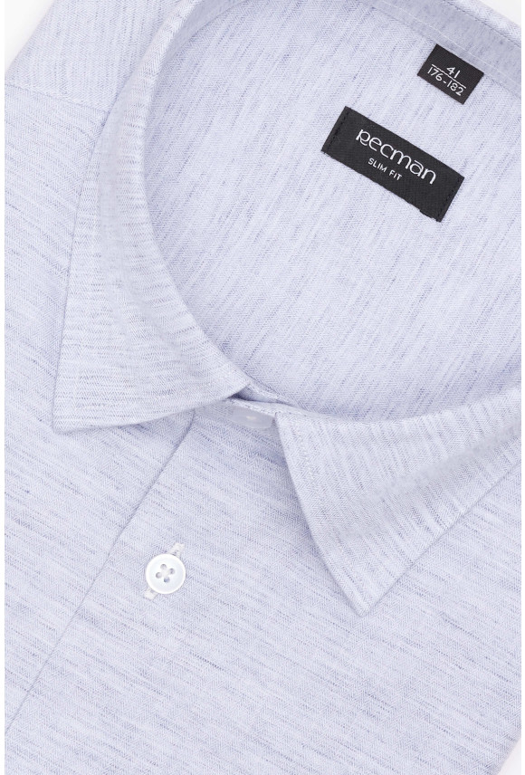 KOSZULA FORMENTO 3285D DŁUGI RĘKAW SLIM FIT BŁĘKITNA Z LNEM