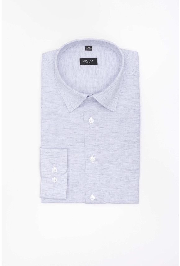 KOSZULA FORMENTO 3285D DŁUGI RĘKAW SLIM FIT BŁĘKITNA Z LNEM