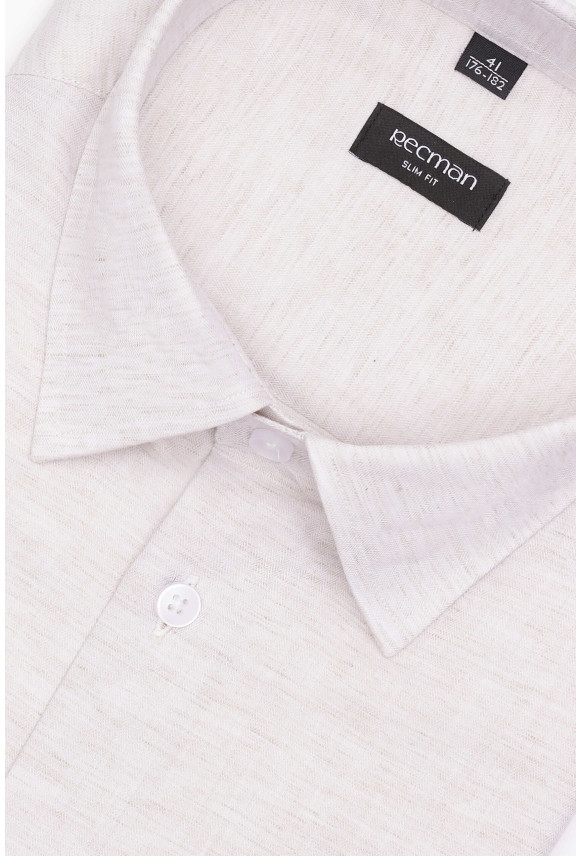KOSZULA FORMENTO 3286D DŁUGI RĘKAW SLIM FIT BEŻOWA Z BAWEŁNĄ