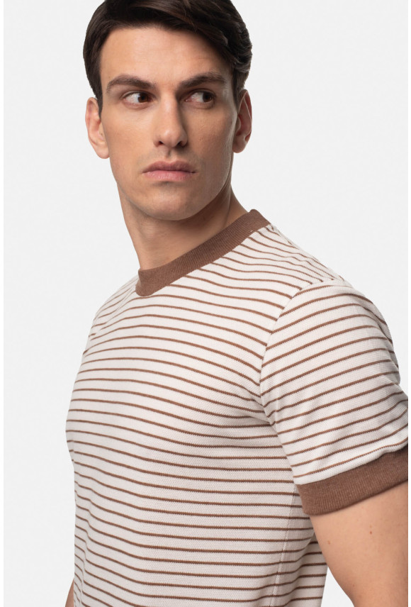 T SHIRT DEGLIN BEŻOWY Z BAWEŁNĄ