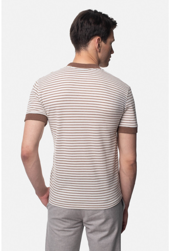 T SHIRT DEGLIN BEŻOWY Z BAWEŁNĄ