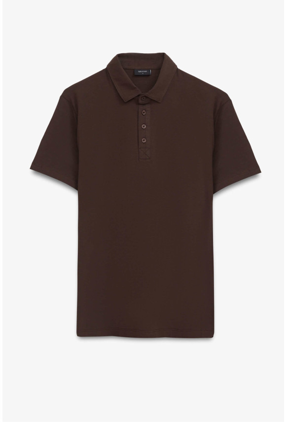 KOSZULKA POLO LIERMO BRĄZOWA Z BAWEŁNY TYPU JERSEY