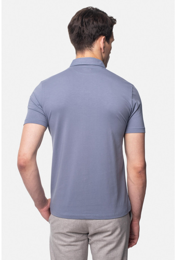 KOSZULKA POLO LIERMO NIEBIESKA Z BAWEŁNY TYPU JERSEY