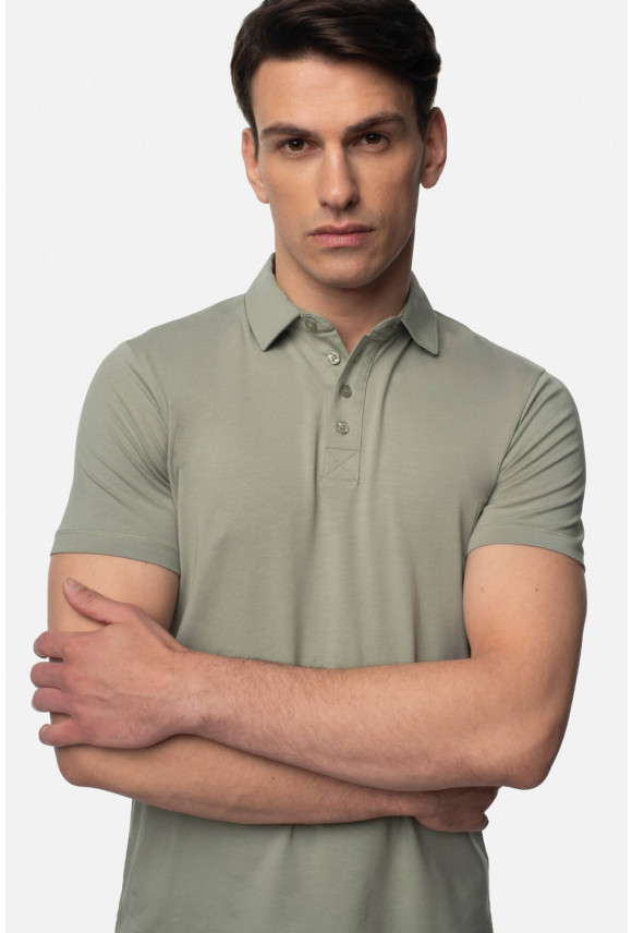 KOSZULKA POLO LIERMO ZIELONA 0001 Z BAWEŁNY TYPU JERSEY