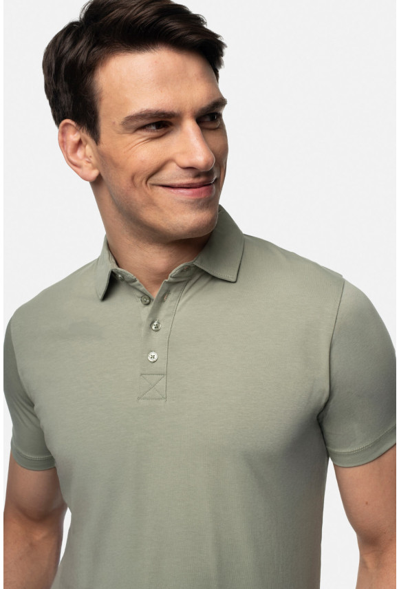 KOSZULKA POLO LIERMO ZIELONA 0001 Z BAWEŁNY TYPU JERSEY