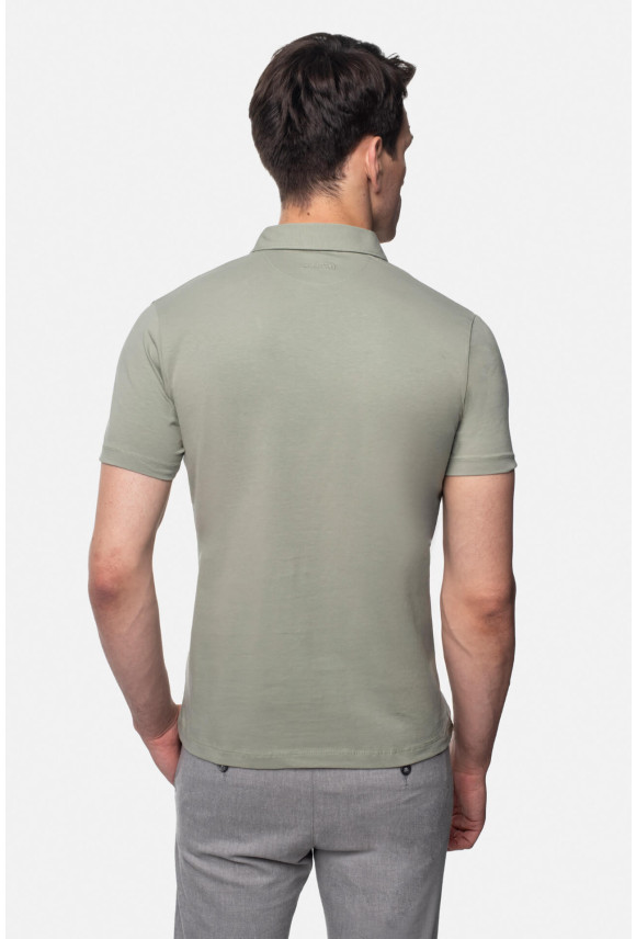 KOSZULKA POLO LIERMO ZIELONA 0001 Z BAWEŁNY TYPU JERSEY