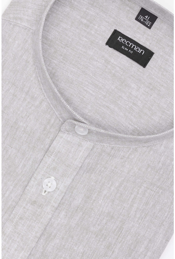 KOSZULA FORMENTO 3287D DŁUGI RĘKAW SLIM FIT ZIELONA Z LNEM