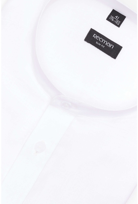 KOSZULA FORMENTO 3288D DŁUGI RĘKAW SLIM FIT BIAŁA Z LNEM