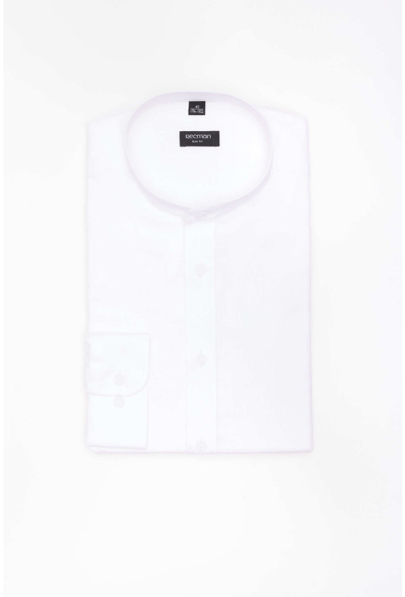 KOSZULA FORMENTO 3288D DŁUGI RĘKAW SLIM FIT BIAŁA Z LNEM
