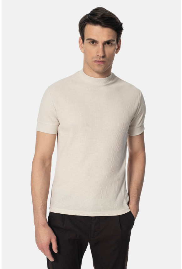 T SHIRT ZAUN BEŻOWY Z BAWEŁNĄ