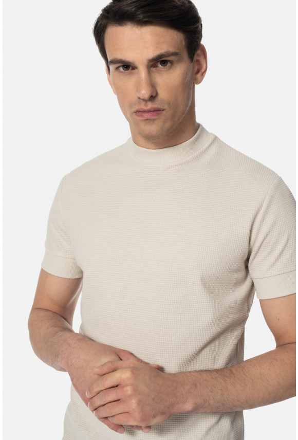 T SHIRT ZAUN BEŻOWY Z BAWEŁNĄ