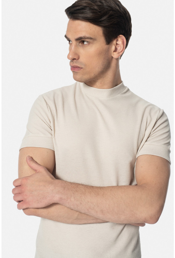 T SHIRT ZAUN BEŻOWY Z BAWEŁNĄ