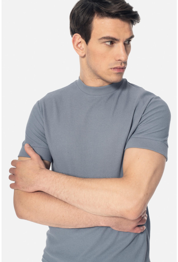 T SHIRT ZAUN NIEBIESKI Z BAWEŁNĄ