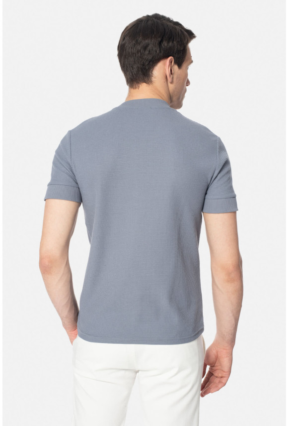 T SHIRT ZAUN NIEBIESKI Z BAWEŁNĄ