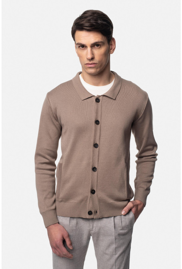 SWETER CELORIO ROZPINANY BEŻOWY Z BAWEŁNĄ