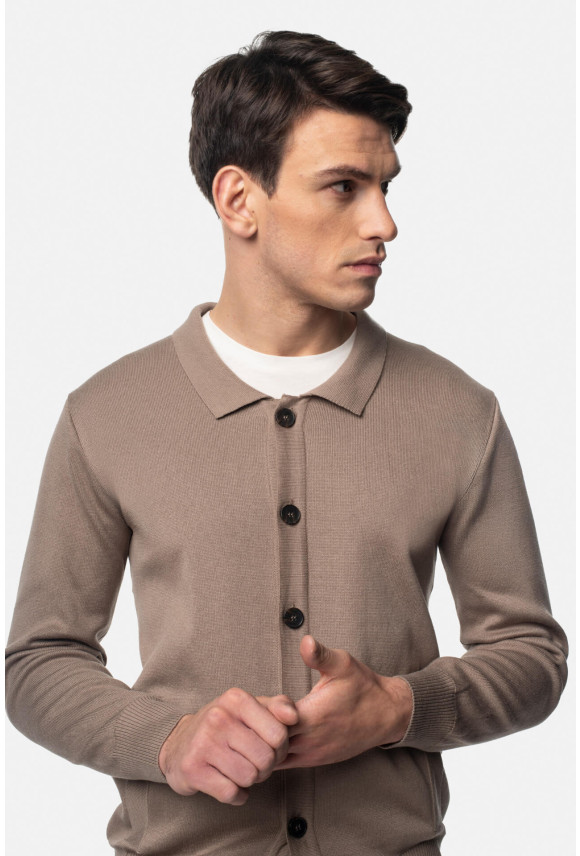 SWETER CELORIO ROZPINANY BEŻOWY Z BAWEŁNĄ