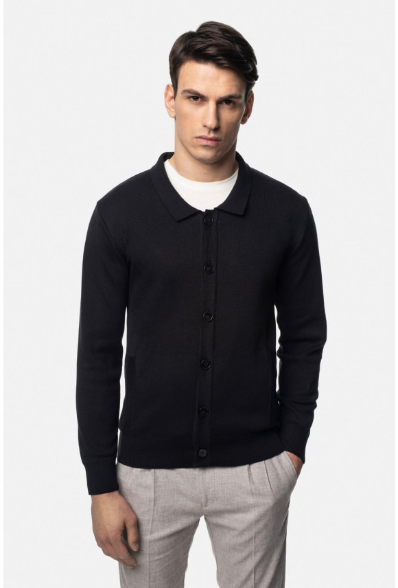 SWETER CELORIO ROZPINANY CZARNY Z BAWEŁNĄ