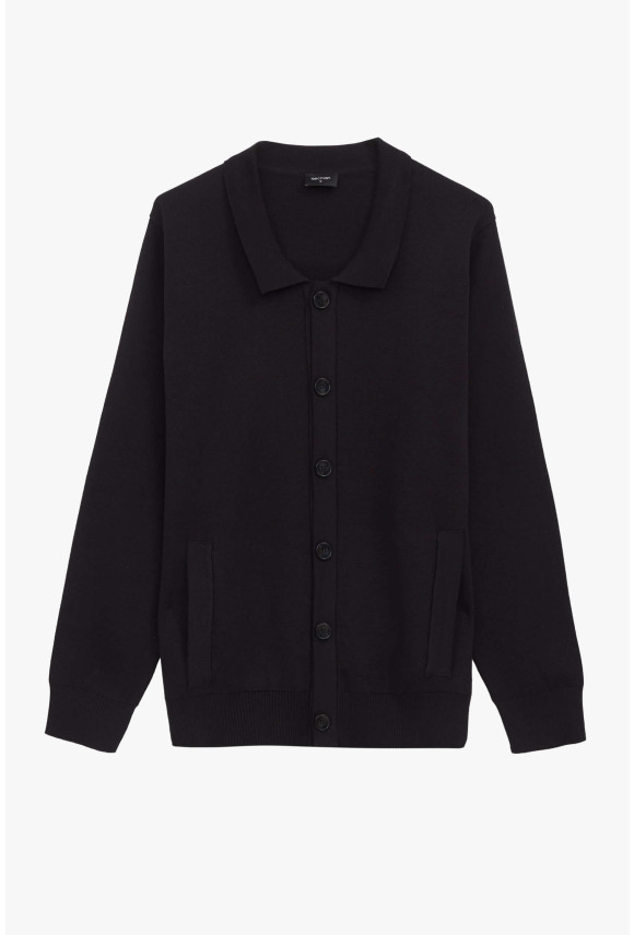 SWETER CELORIO ROZPINANY CZARNY Z BAWEŁNĄ
