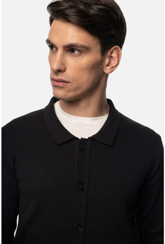 SWETER CELORIO ROZPINANY CZARNY Z BAWEŁNĄ