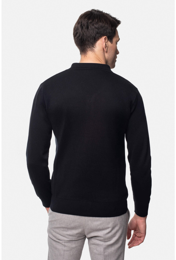 SWETER CELORIO ROZPINANY CZARNY Z BAWEŁNĄ