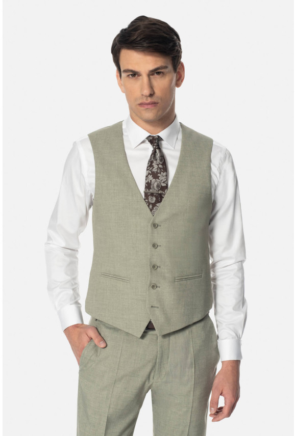 KAMIZELKA AREGNO SLIM FIT ZIELONA JEDNORZĘDOWA