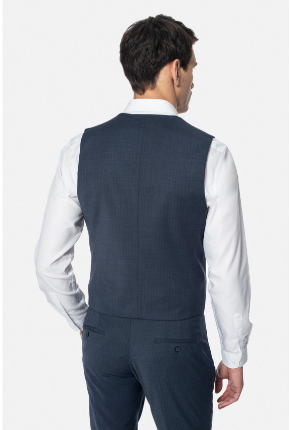 KAMIZELKA ARBON SLIM FIT GRANATOWA DWURZĘDOWA Z WEŁNĄ