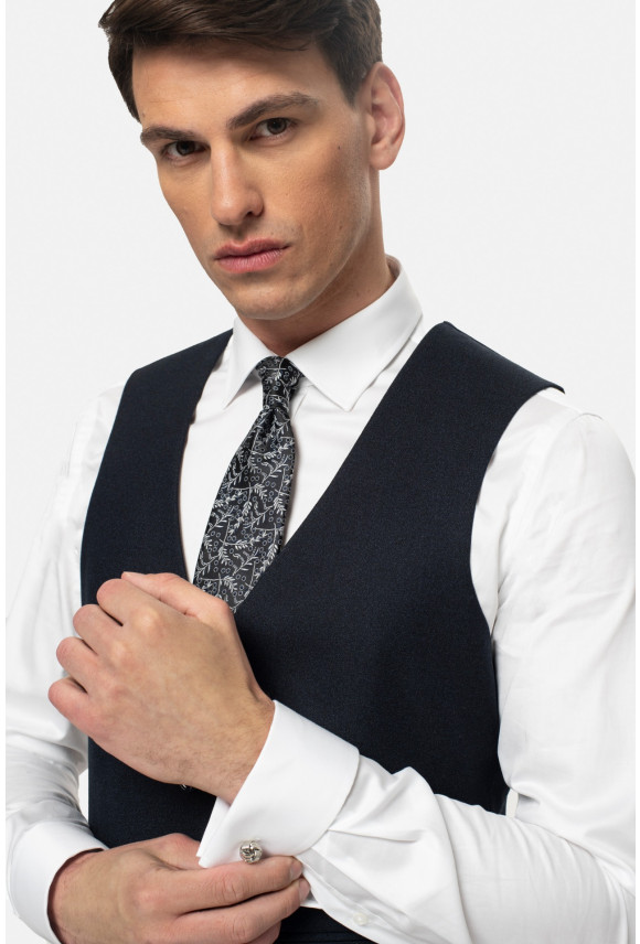 KAMIZELKA HESWIN SLIM FIT GRANATOWA JEDNORZĘDOWA Z WEŁNY KAMIZELKA HESWIN SLIM FIT GRANATOWA JEDNORZĘDOWA Z WEŁNY