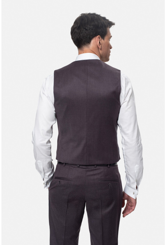 KAMIZELKA MALIANO SLIM FIT FIOLETOWA JEDNORZĘDOWA Z WEŁNY
