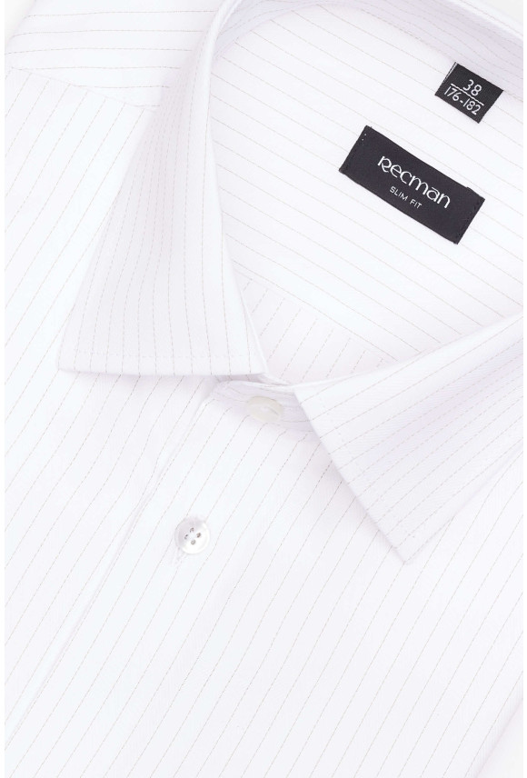 KOSZULA COFINO 3294T DŁUGI RĘKAW SLIM FIT BIAŁA Z BAWEŁNĄ