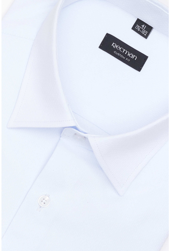 KOSZULA CORSINI 3291E DŁUGI RĘKAW CUSTOM FIT BŁĘKITNA Z BAWEŁNĄ