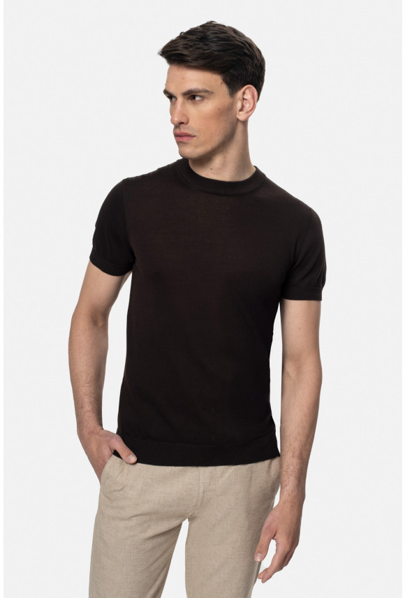 T SHIRT WILLOW BRĄZOWY Z BAWEŁNY
