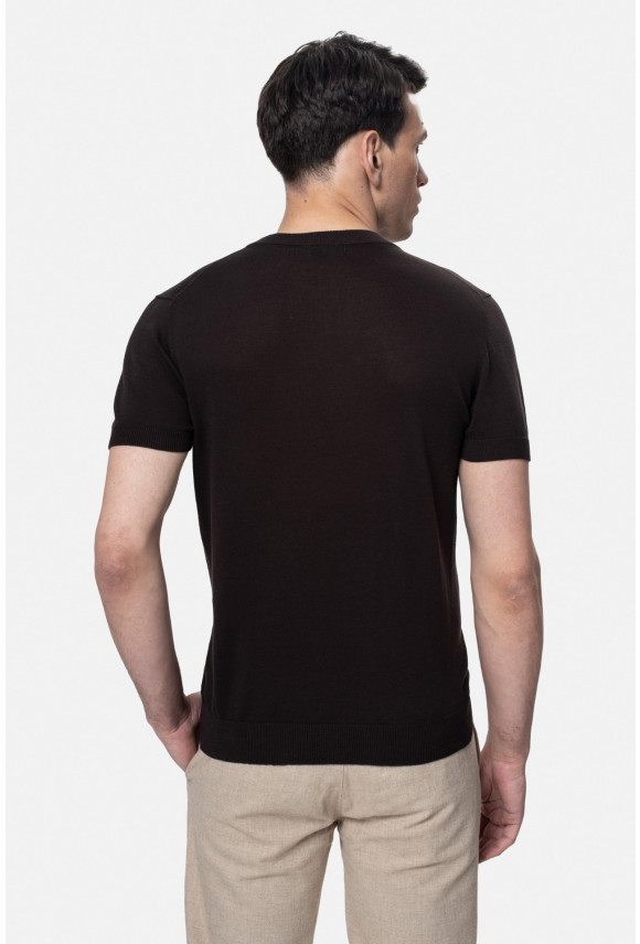 T SHIRT WILLOW BRĄZOWY Z BAWEŁNY