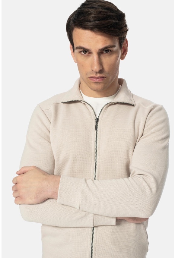 BLUZA CORUNA ROZPINANY BEŻOWA Z BAWEŁNĄ