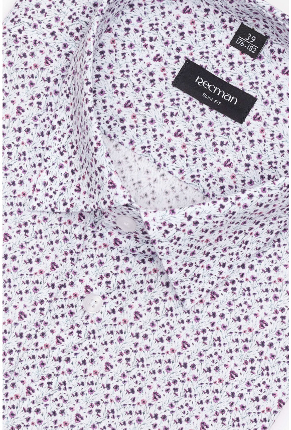KOSZULA COLINE 3298T DŁUGI RĘKAW SLIM FIT FIOLETOWA Z BAWEŁNY