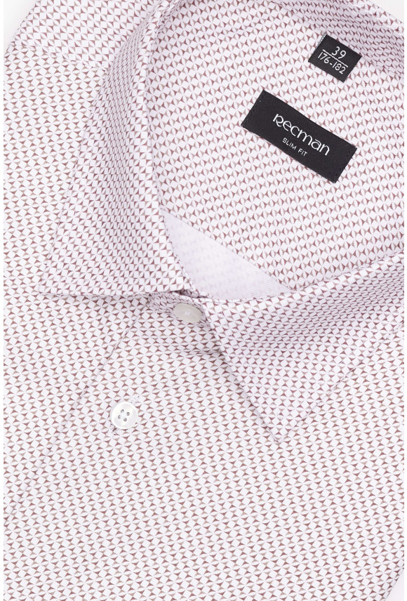 KOSZULA COLINE 3301T DŁUGI RĘKAW SLIM FIT BEŻOWA Z BAWEŁNĄ