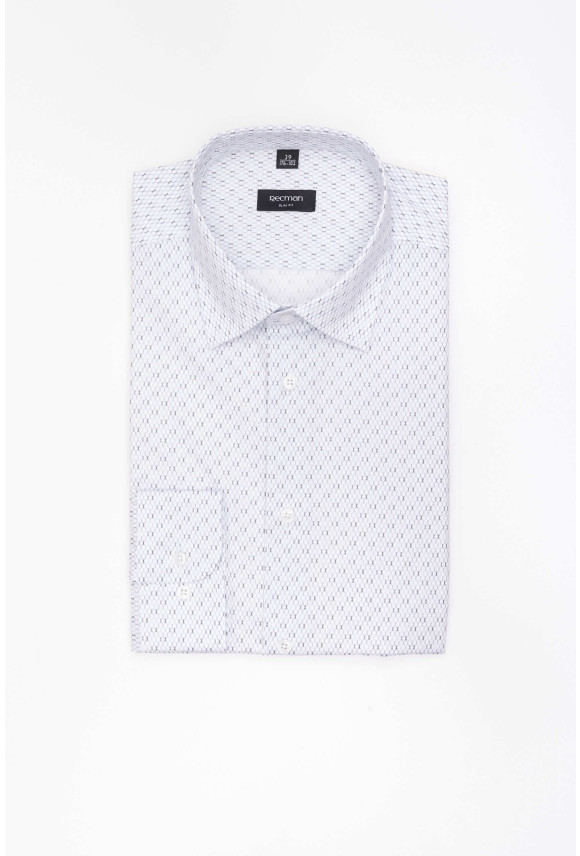 KOSZULA COLINE 3302T DŁUGI RĘKAW SLIM FIT SZARA Z BAWEŁNY