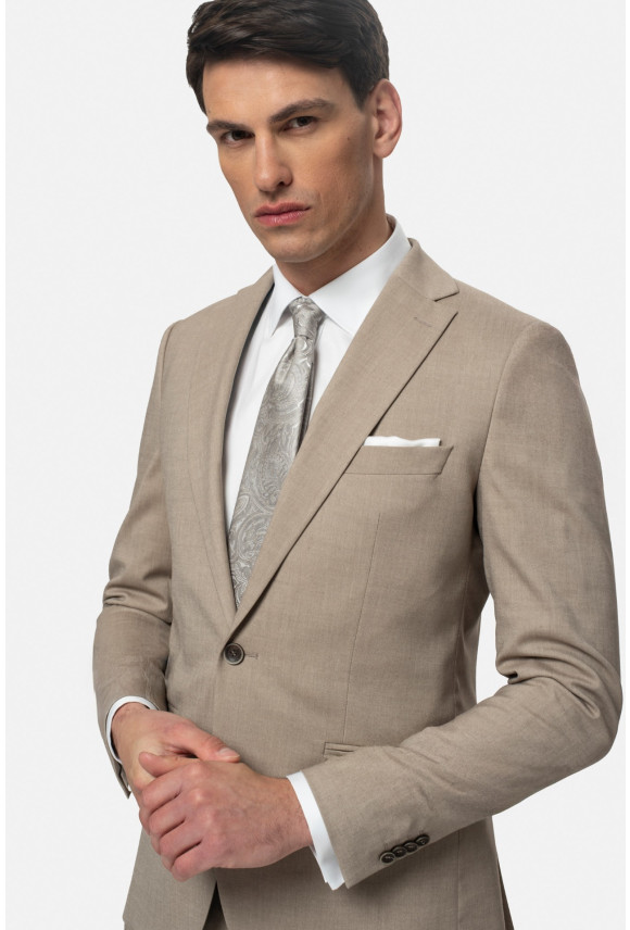 MARYNARKA SOLURA BEŻOWA SLIM FIT JEDNORZĘDOWA MARYNARKA SOLURA BEŻOWA SLIM FIT JEDNORZĘDOWA