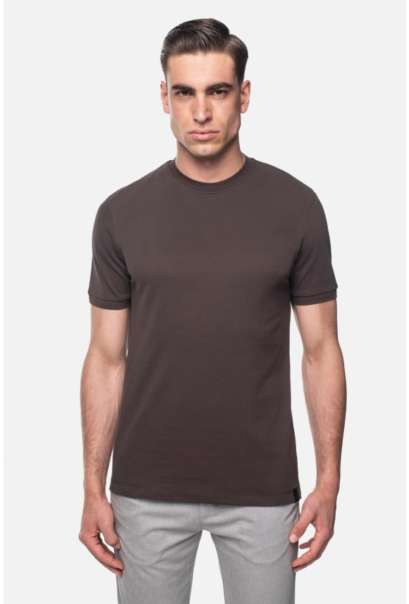 T SHIRT MORAND BRĄZOWY Z BAWEŁNY
