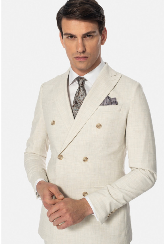 MARYNARKA CASTELLO BEŻOWA SLIM FIT DWURZĘDOWA MARYNARKA CASTELLO BEŻOWA SLIM FIT DWURZĘDOWA