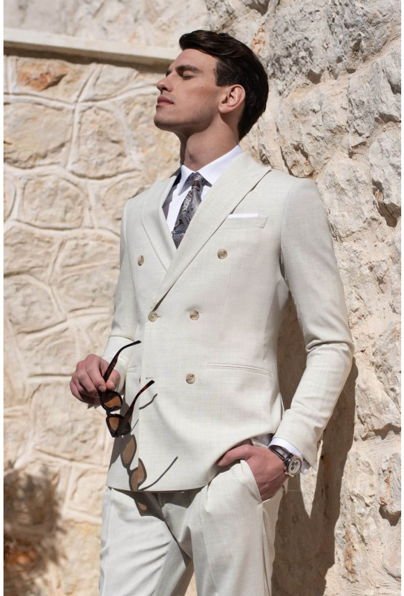 MARYNARKA CASTELLO BEŻOWA SLIM FIT DWURZĘDOWA MARYNARKA CASTELLO BEŻOWA SLIM FIT DWURZĘDOWA