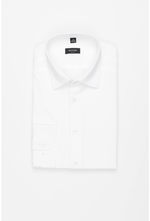 KOSZULA FORMENTO 3306 DŁUGI RĘKAW SLIM FIT BIAŁA Z BAWEŁNY