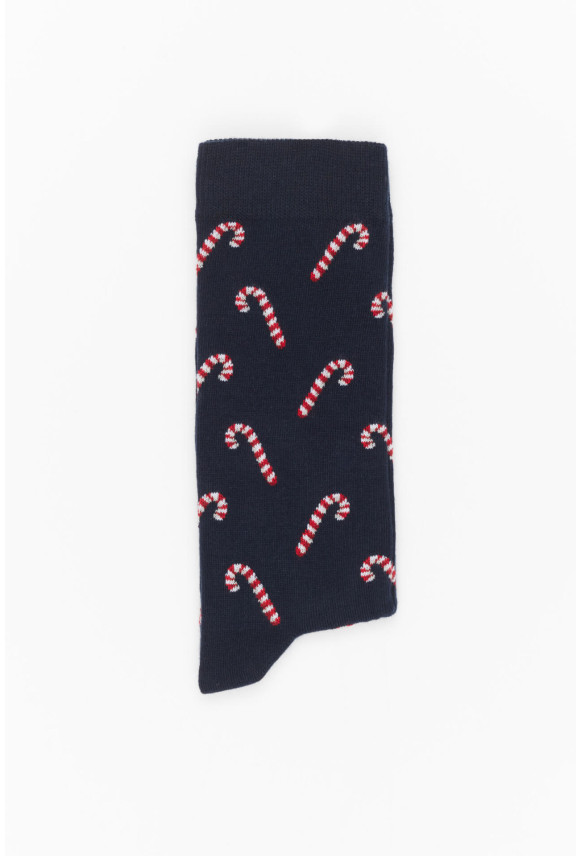 SKARPETY XMAS CANDYCANE1 2 GRANATOWE