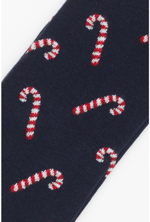 SKARPETY XMAS CANDYCANE1 2 GRANATOWE
