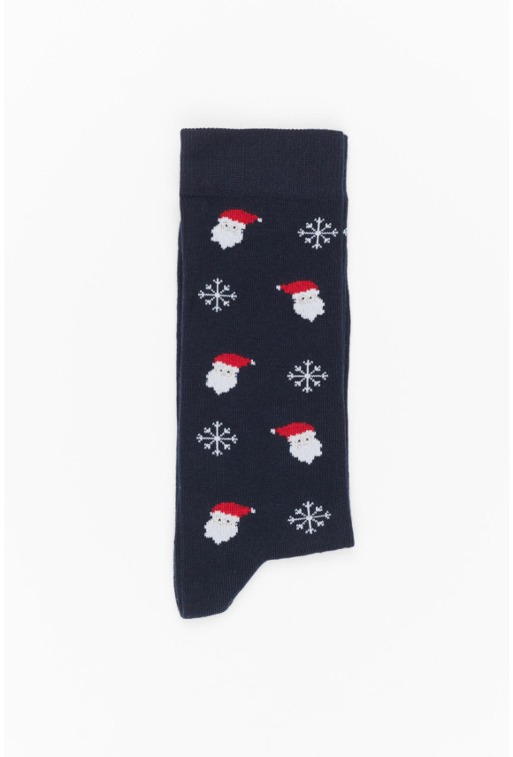 SKARPETY XMAS SANTA CLAUS1 2 GRANATOWE